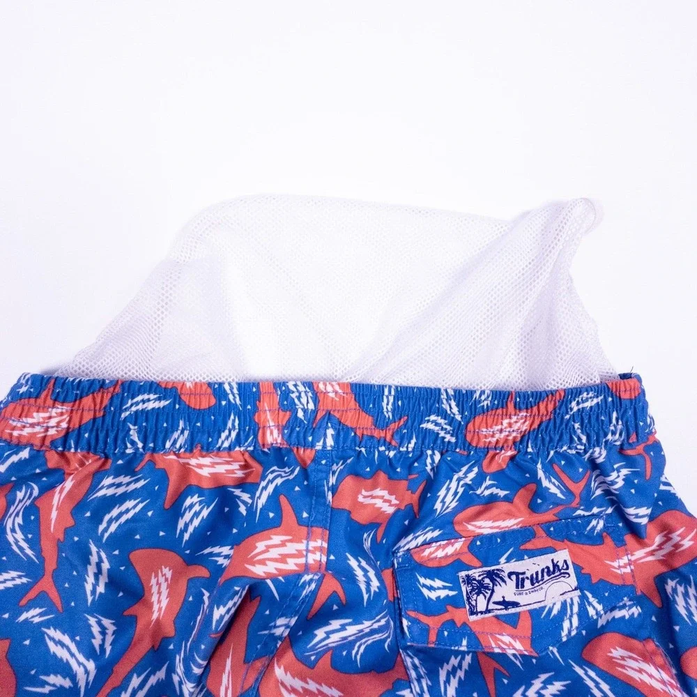 Trunks Surf & Swim Co. Men's Medium Swim Trunks‎ Sharks Blue
